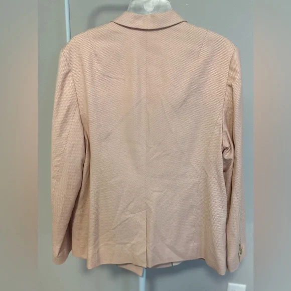 💗 💗TALBOTS Birdseye Knit One-Button Preppy Blazer - Peach & White 💗💗 - Picture 5 of 12